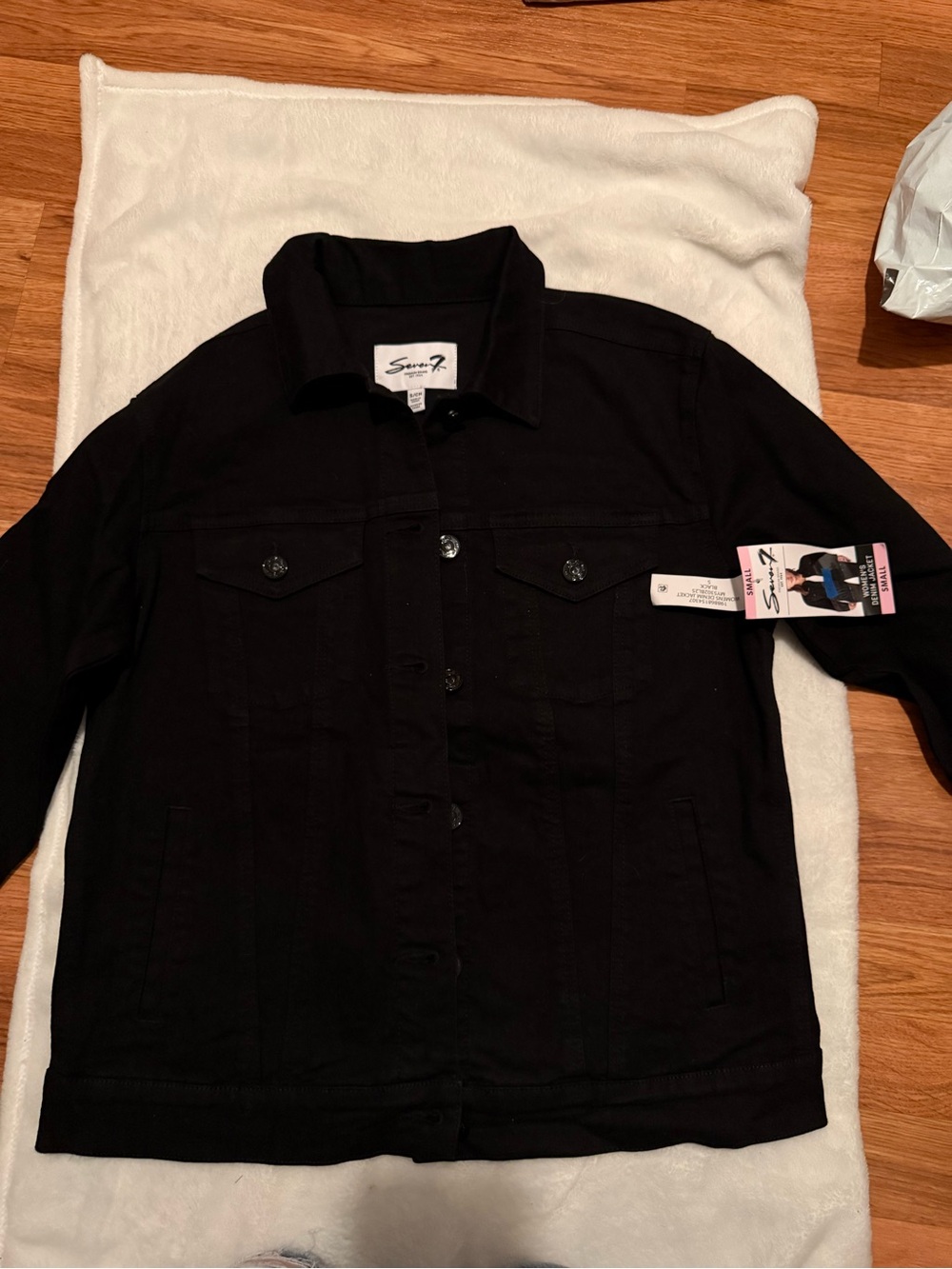 Womens Black Denim Jacket with Button-Front